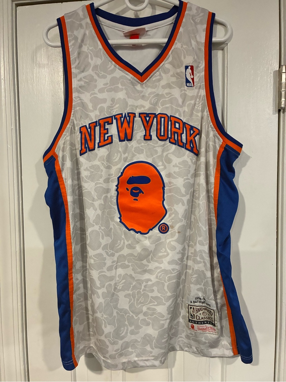 Bape New York White Orange Blue Basketball Jersey